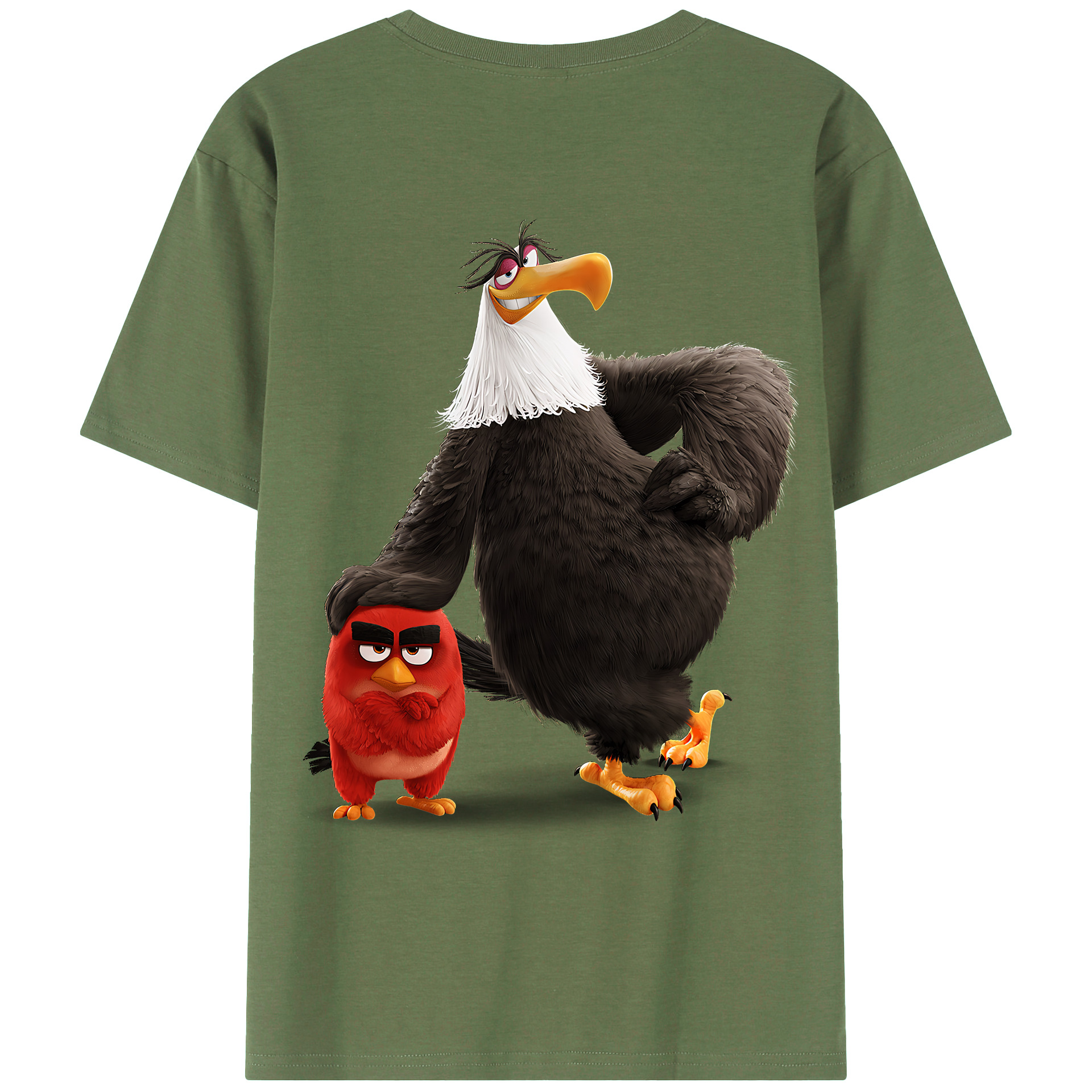 （画像用） Angry Birds アングリーバード 綿100％ メンズ半袖Tシャツ（バックプリント） 通気性